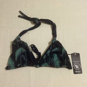 WILDFOX Women's Halter Style Tropical Plant Prints Bikini Top Size S